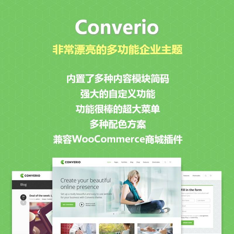 WordPress主题 Converio 强大且漂亮的多功能企业主题